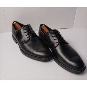 ECCO Men Black Leather Derby Dress Shoes Lug Sole Lace Up Brogue Detail RoundToe